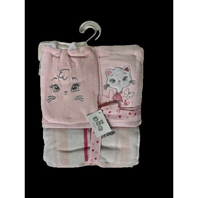 Harwoods 3 Pack Baby Velour Towel Set- Cat (8239358771418)