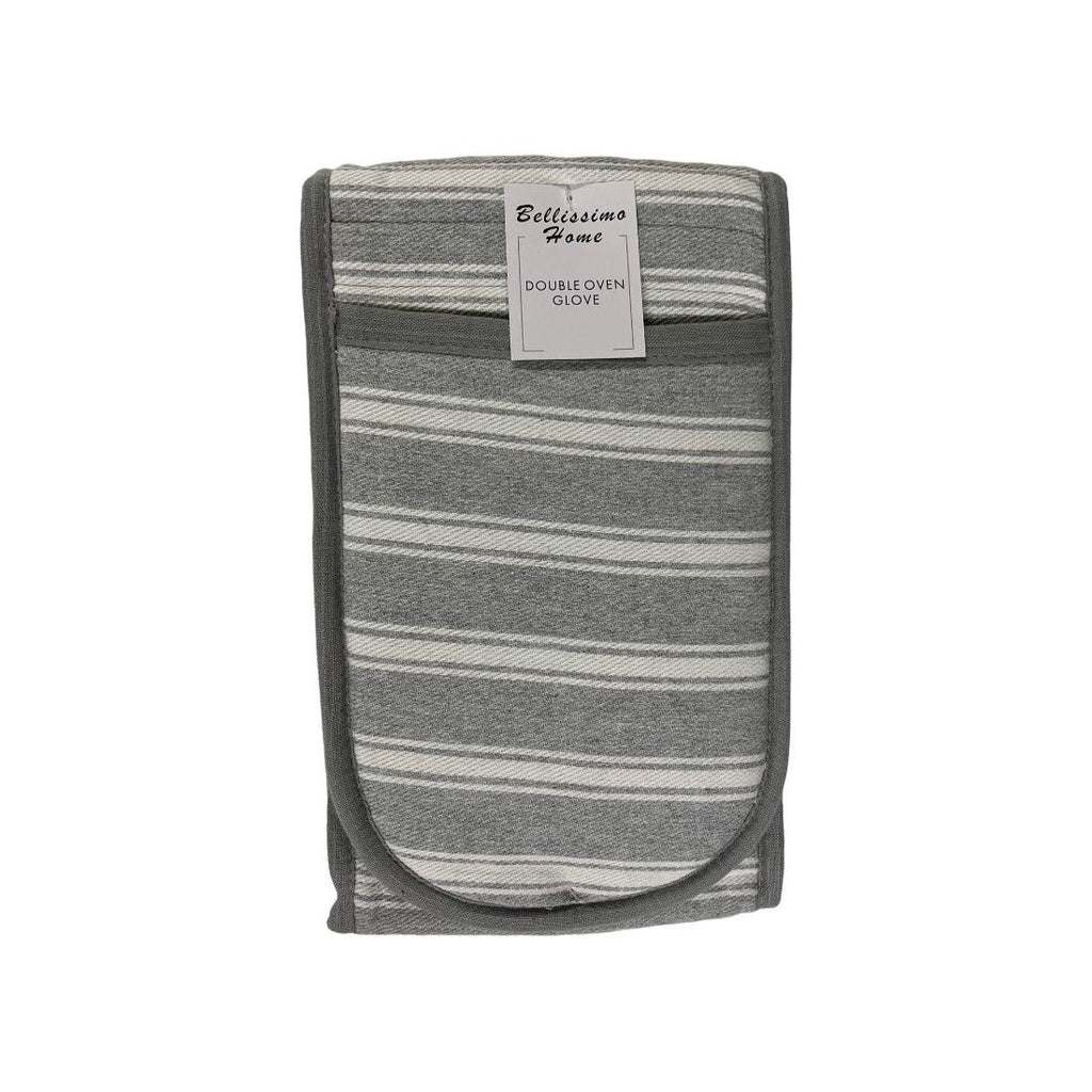 Harwoods Grey Stripe Double Oven Glove-Cotton Rich Recycled Yarn (8051110904026)