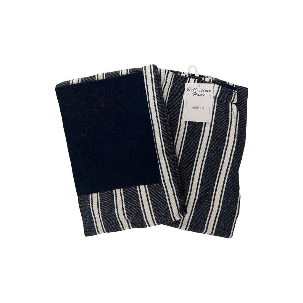 Harwoods Navy Blue Stripe Apron-Cotton Rich Recycled Yarn (8051146129626)