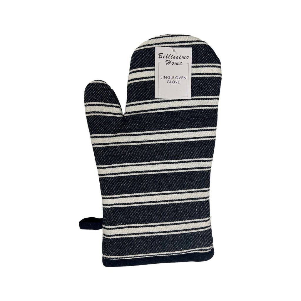 Harwoods Navy Blue Stripe Single Oven Glove-Cotton Rich Recycled Yarn (8051155534042)