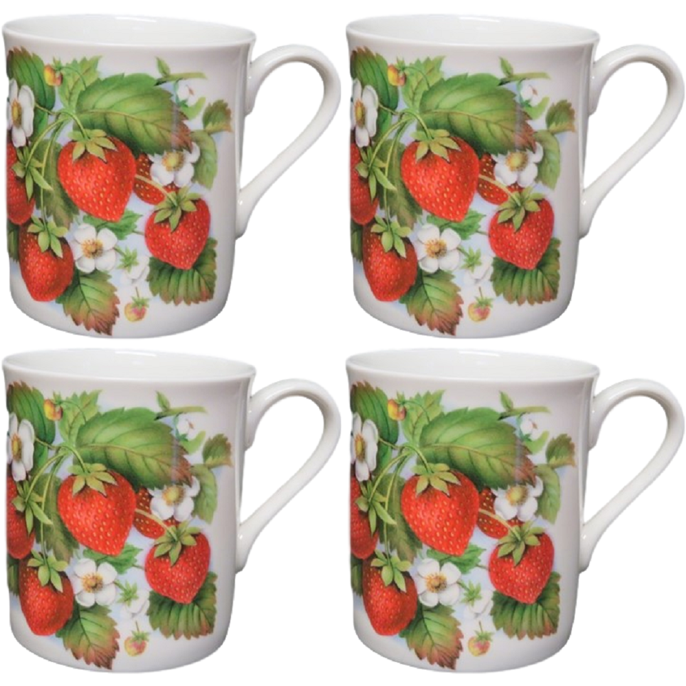 Strawberry design Bone China Mug ( Set of 4 ) (6256351248552)