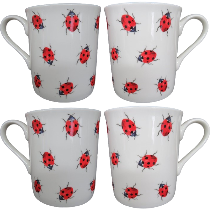 Ladybird design Bone China Mug ( set of 4) (6256332275880)