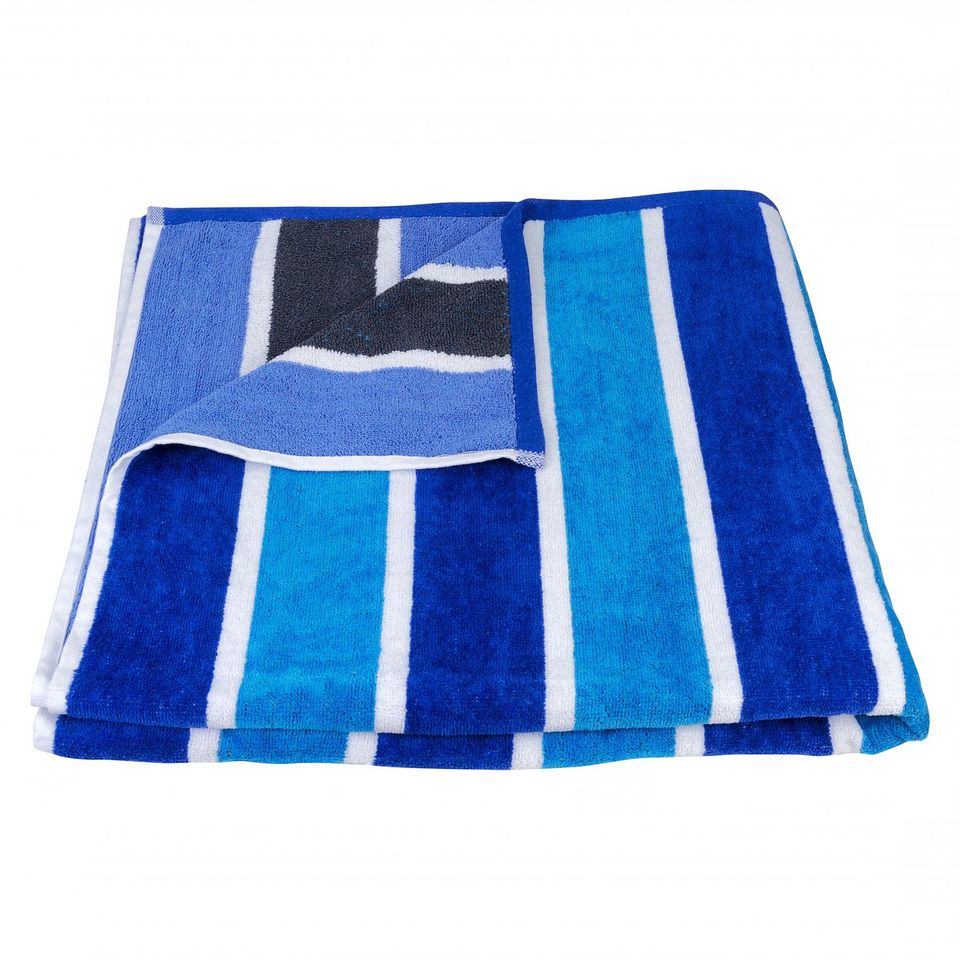 100% Recycled Yarn Beach Towel Blue Stripe - 90 x 180cm (6875674542248)