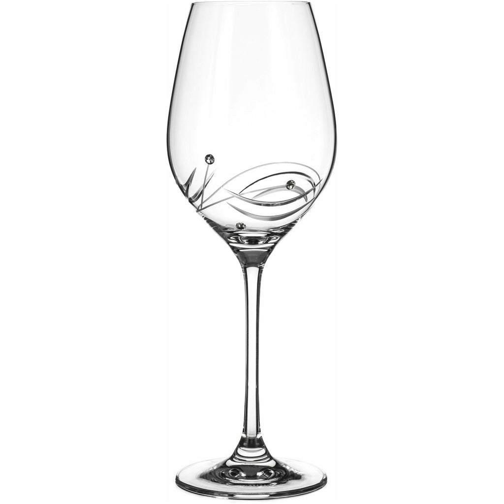 Single Diamante Wine Glass with Spiral Design Cutting (6253763952808)