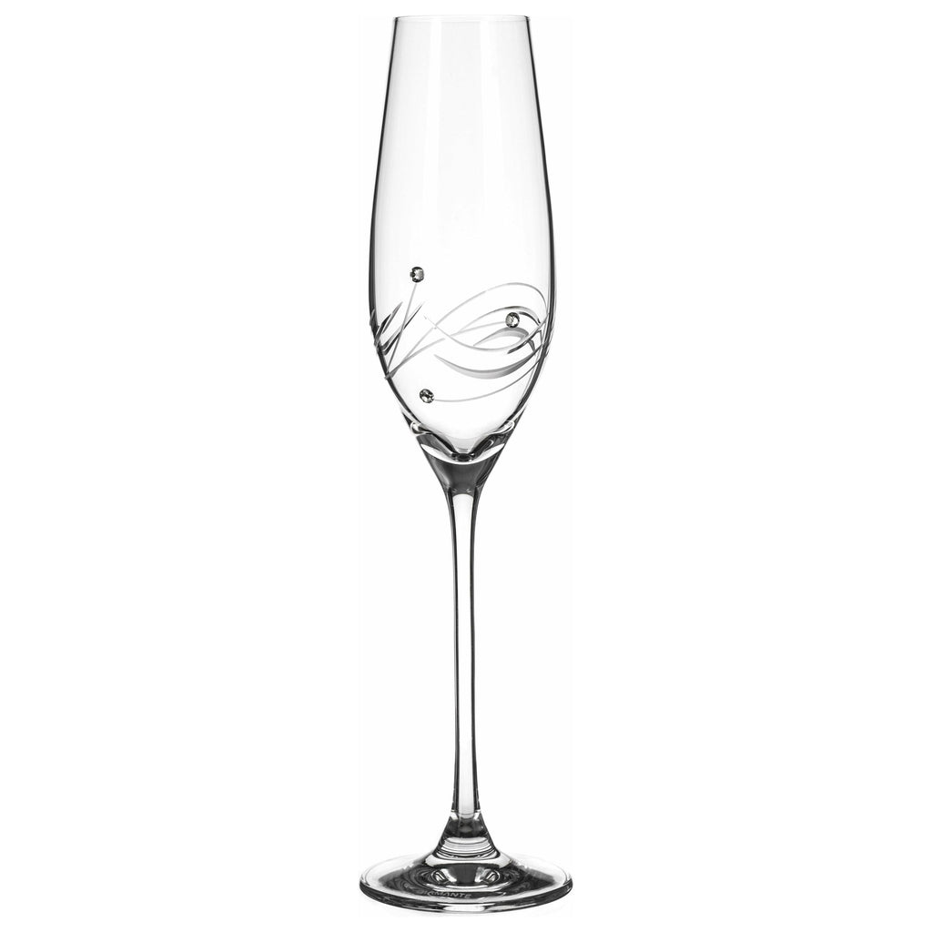 2 Diamante Champagne Flute glasses with Modena Spiral Cutting in an attractive Gift Box (6591178277032)