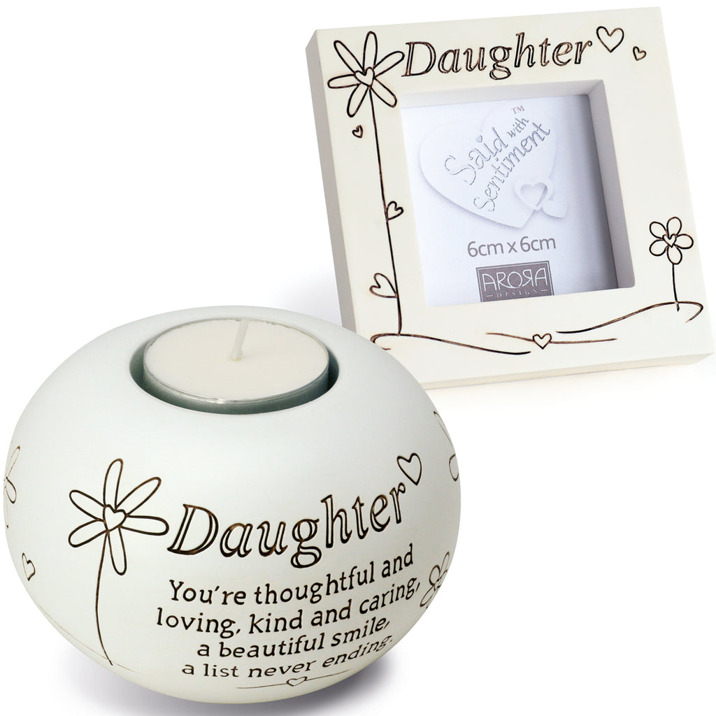 Sentiment Tea Light and Frame Set Daughter (5943654285480)