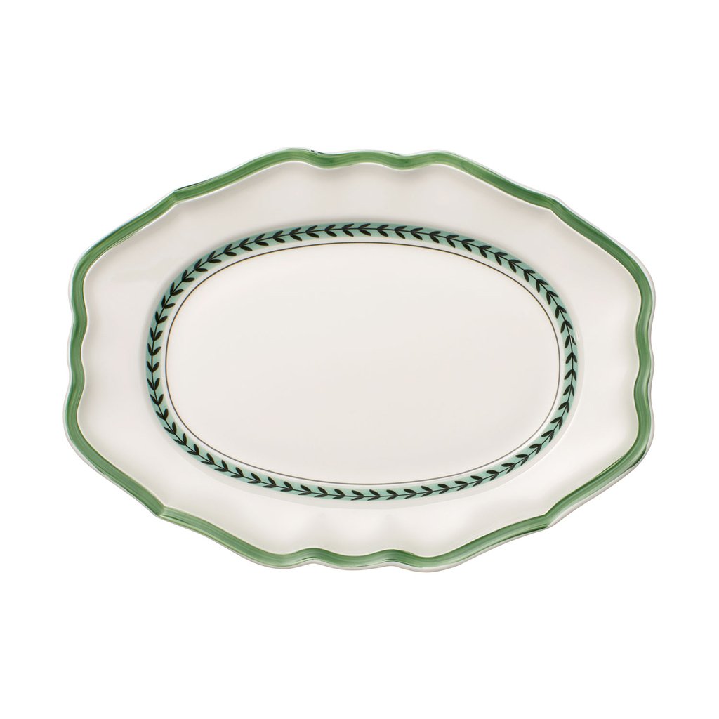 French Garden Green Line Oval platter (6103928373416)