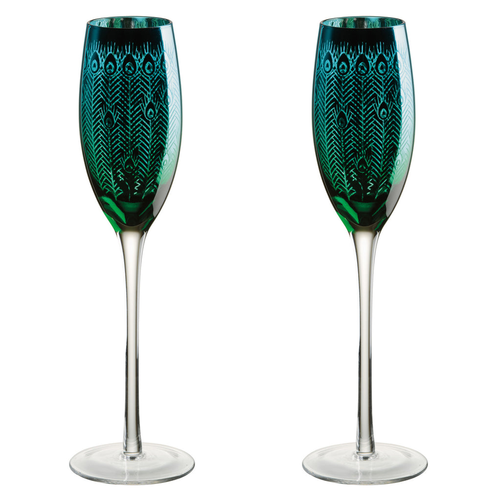 Peacock Champagne Flutes (Box of 2) (7066716012712)