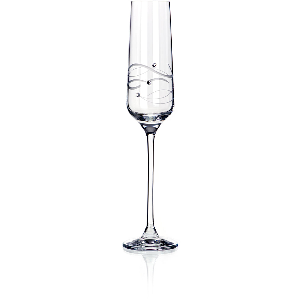 Just For You' Diamante Champagne Flute with Spiral Design Cutting in a Gift Box. (7862139519194)