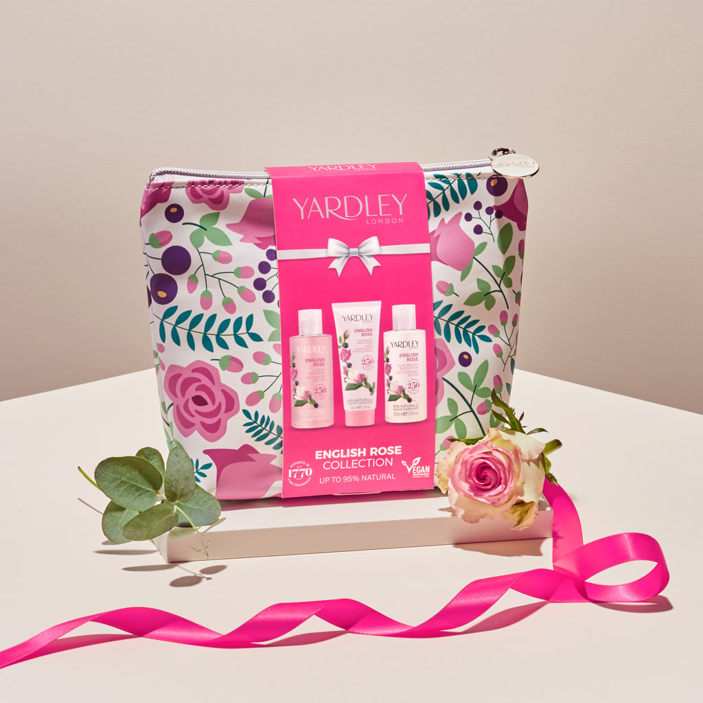 Yardley Gift Set English Rose Bath & Body Collection with Toiletry Bag. (7938355364058)