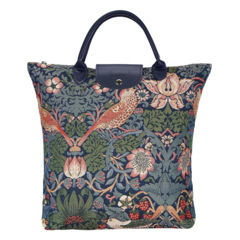Foldaway shopping bag - Strawberry Thief Blue (5962462527656)