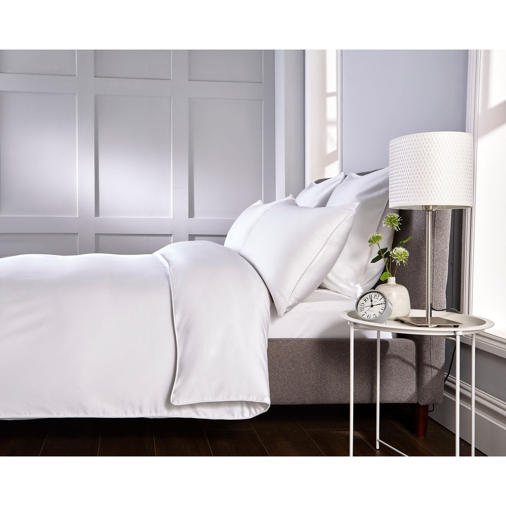 Bellissimo 400 Thread Count Piped Edge Double Duvet Set White/Grey (8239430861018) (8239463760090)