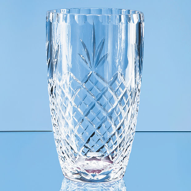 Crystal Galleries 19cm Lead Crystal Panelled Barrel Vase (8217407750362)