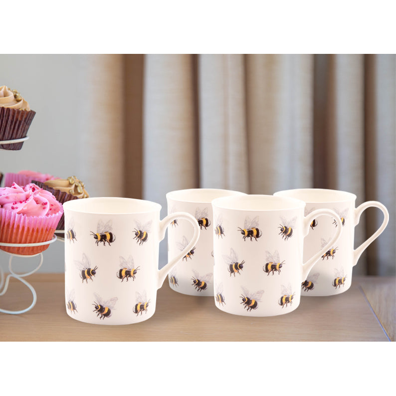 Bee Design Bone China Mug ( Set of 4) (6235385430184)