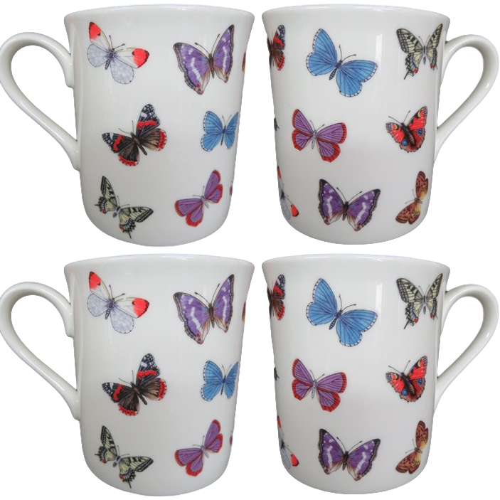 Butterfly Bone China Mug ( set of 4) (6557698097320)