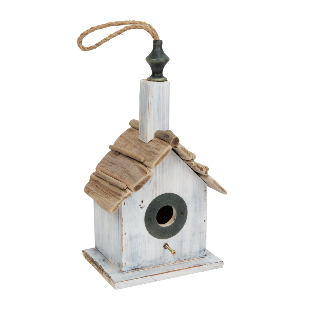 wooden white bird house 38cm (6540342132904)