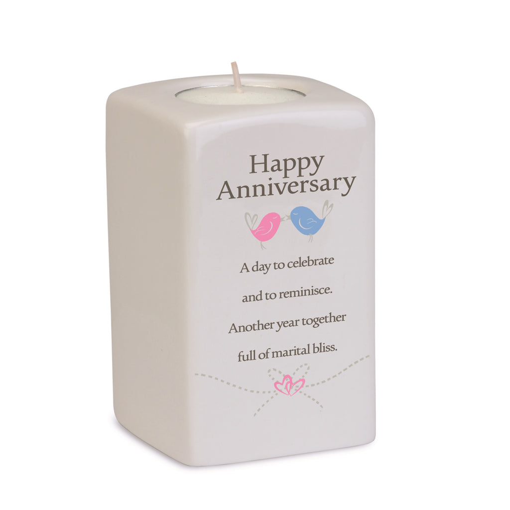 Ceramic Tea Light Holder Happy Anniversary (5943650386088)