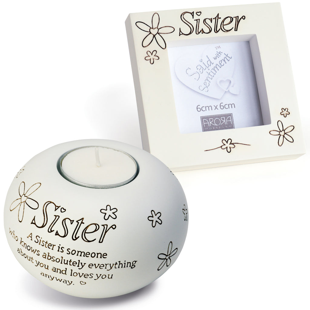 Sentiment Tea Light and Frame Set Sister (5943654023336)