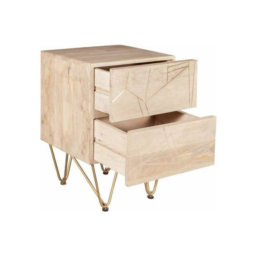 Light Gold 2 Drawer Side Table (5917161521320)