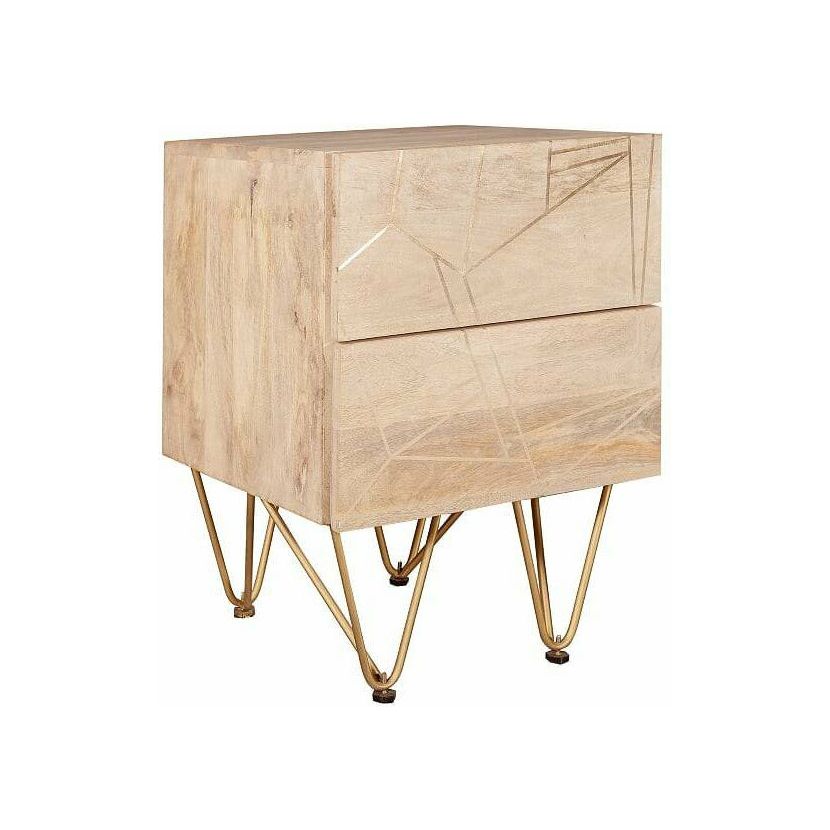 Light Gold 2 Drawer Side Table (5917161521320)