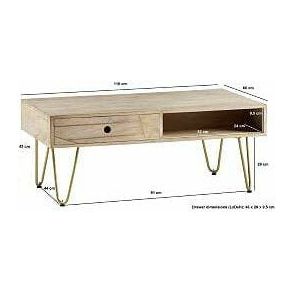 Light Gold Rectangular Coffee Table with Drawer (5917161750696)