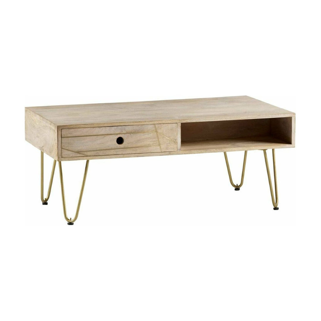 Light Gold Rectangular Coffee Table with Drawer (5917161750696)