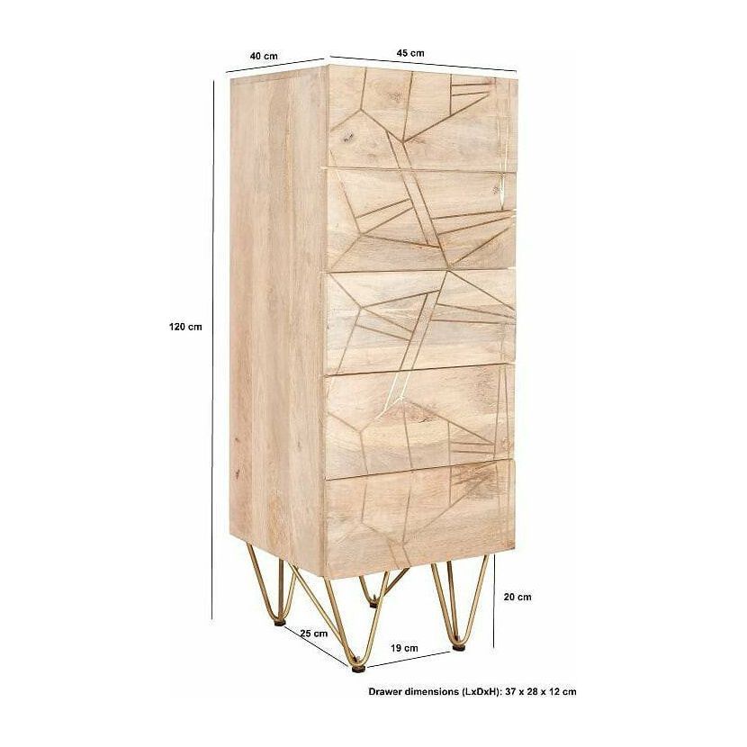 Light Gold Tall Chest of Drawers (5917161849000)