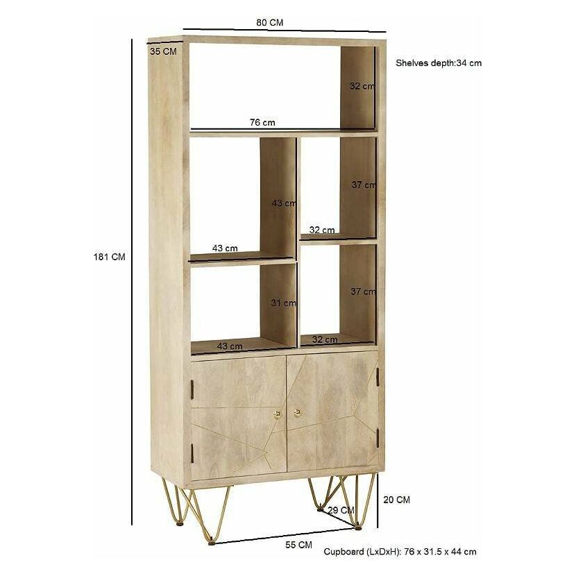 Light Gold Large Bookcase 2 Door (5917162274984)