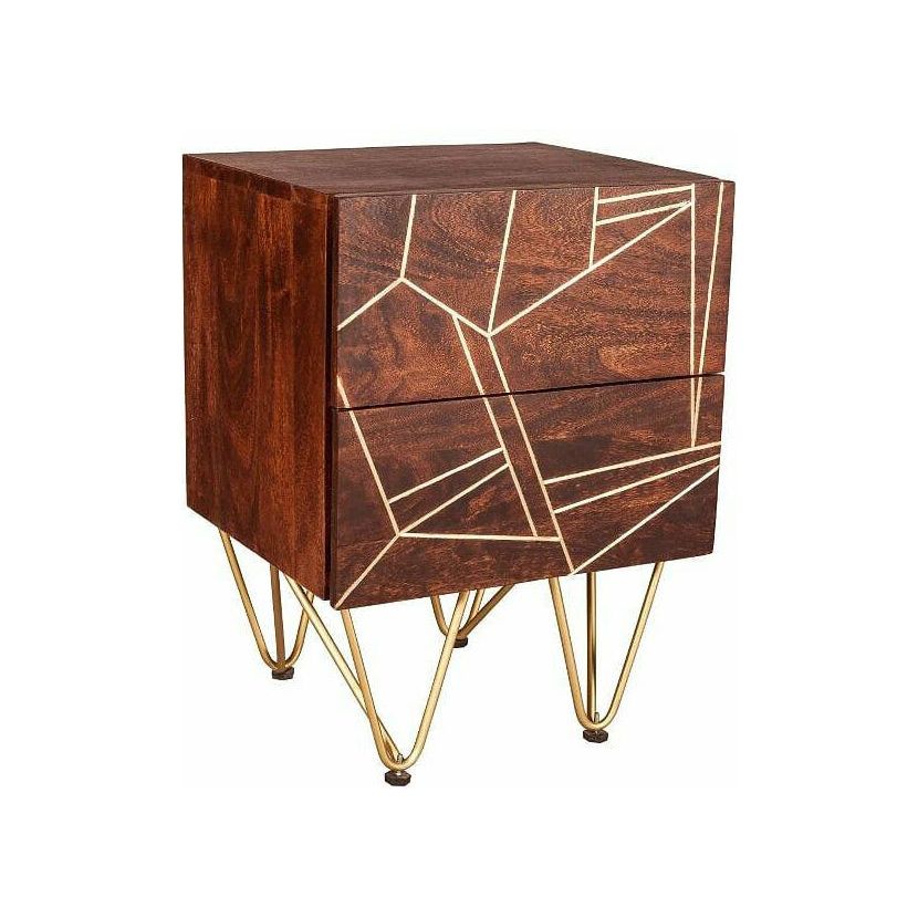 Dark Gold 2 Drawer Side Table (5917162733736)