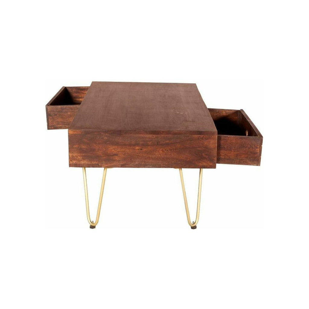 Dark Gold Rectangular Coffee Table with Drawer (5917162897576)