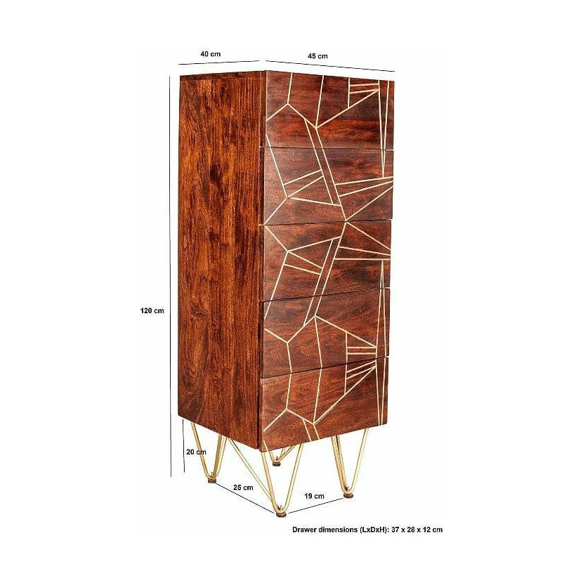 Dark Gold Tall Chest of Drawers (5917162995880)