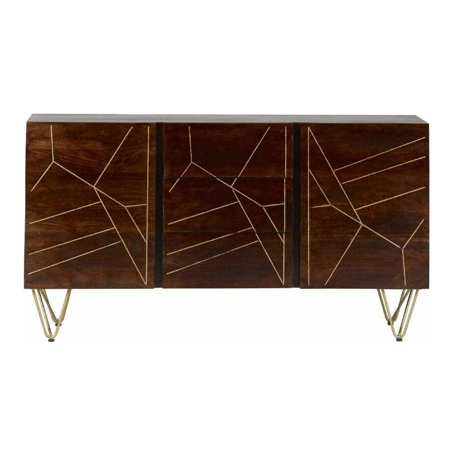 Dark Gold Extra Large Sideboard 3 Drawers and 2 Doors (5917163258024)