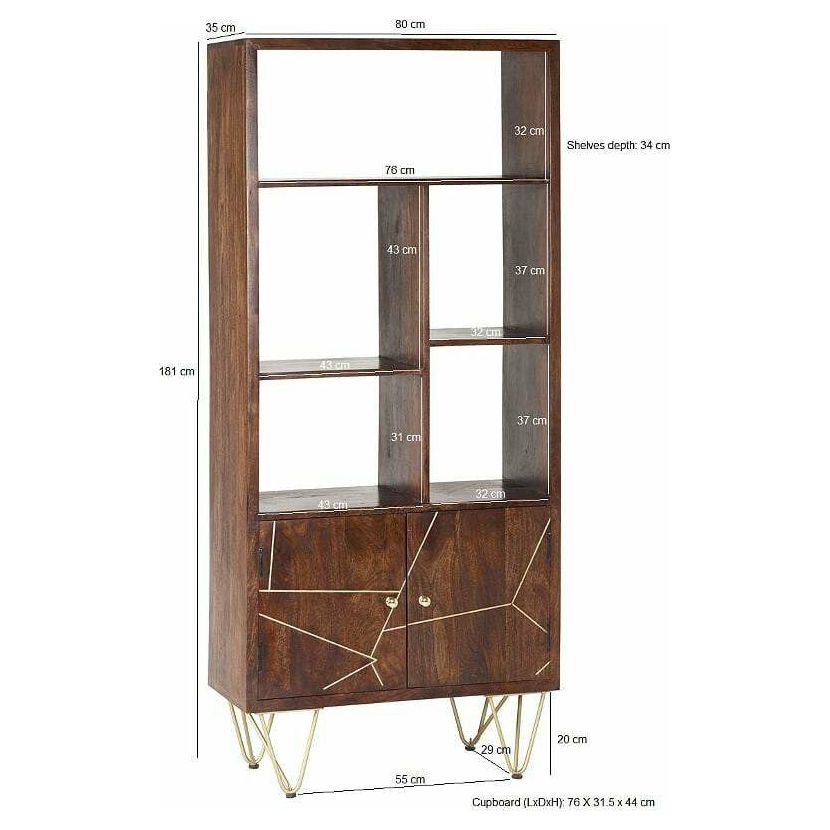 Dark Gold Large Bookcase 2 Door (5917163356328)