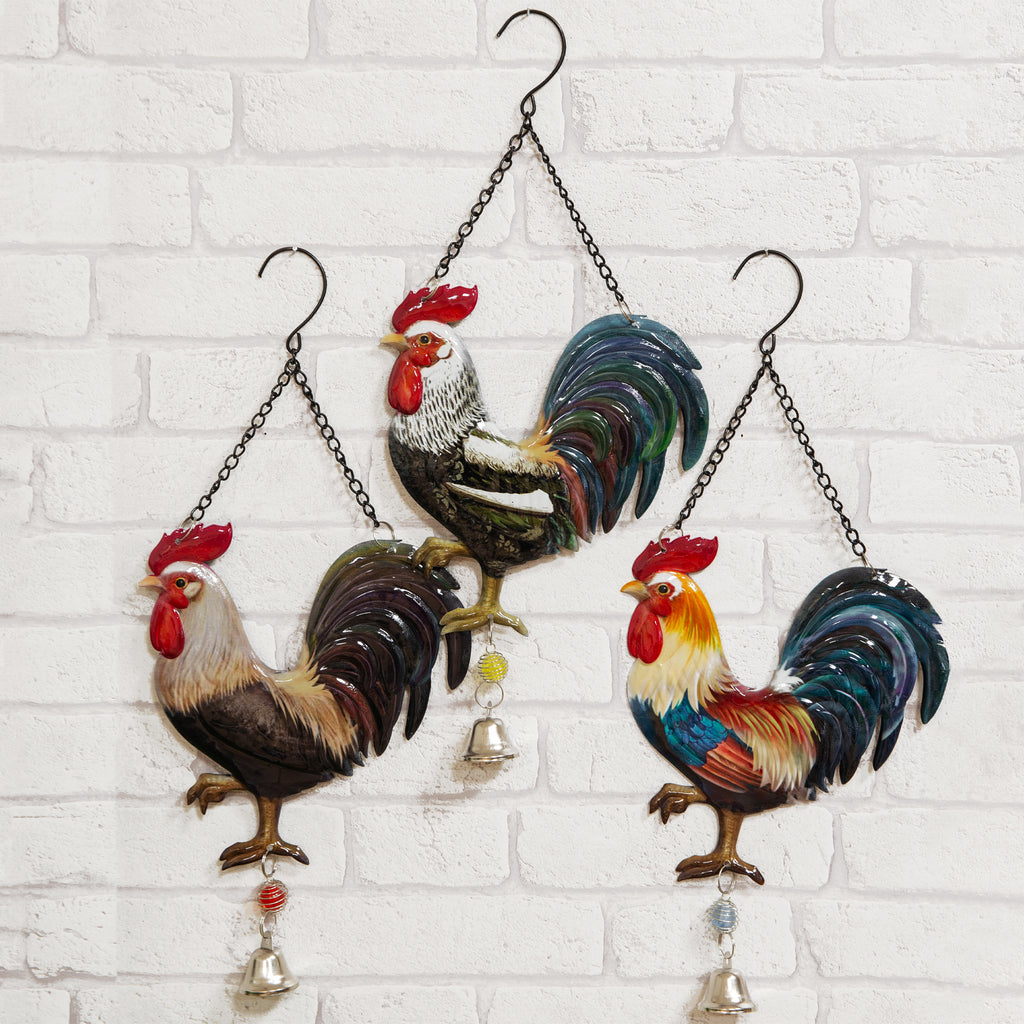 Hanging metal Cockerel decorations (6540429394088)