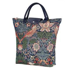 Foldaway shopping bag - Strawberry Thief Blue (5962462527656)