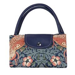 Foldaway shopping bag - Strawberry Thief Blue (5962462527656)