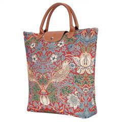 Foldaway shopping bag - Strawberry Thief Red (5962462625960)