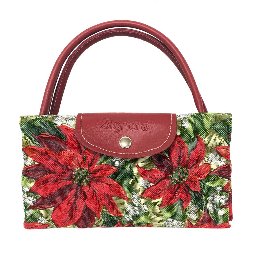 Foldaway Bag - Xmas Poinsettias (5957660672168)