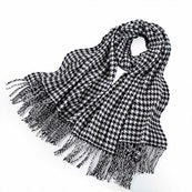 SC-Tartan Shawl - Hound Tooth Black & White (5957662638248)