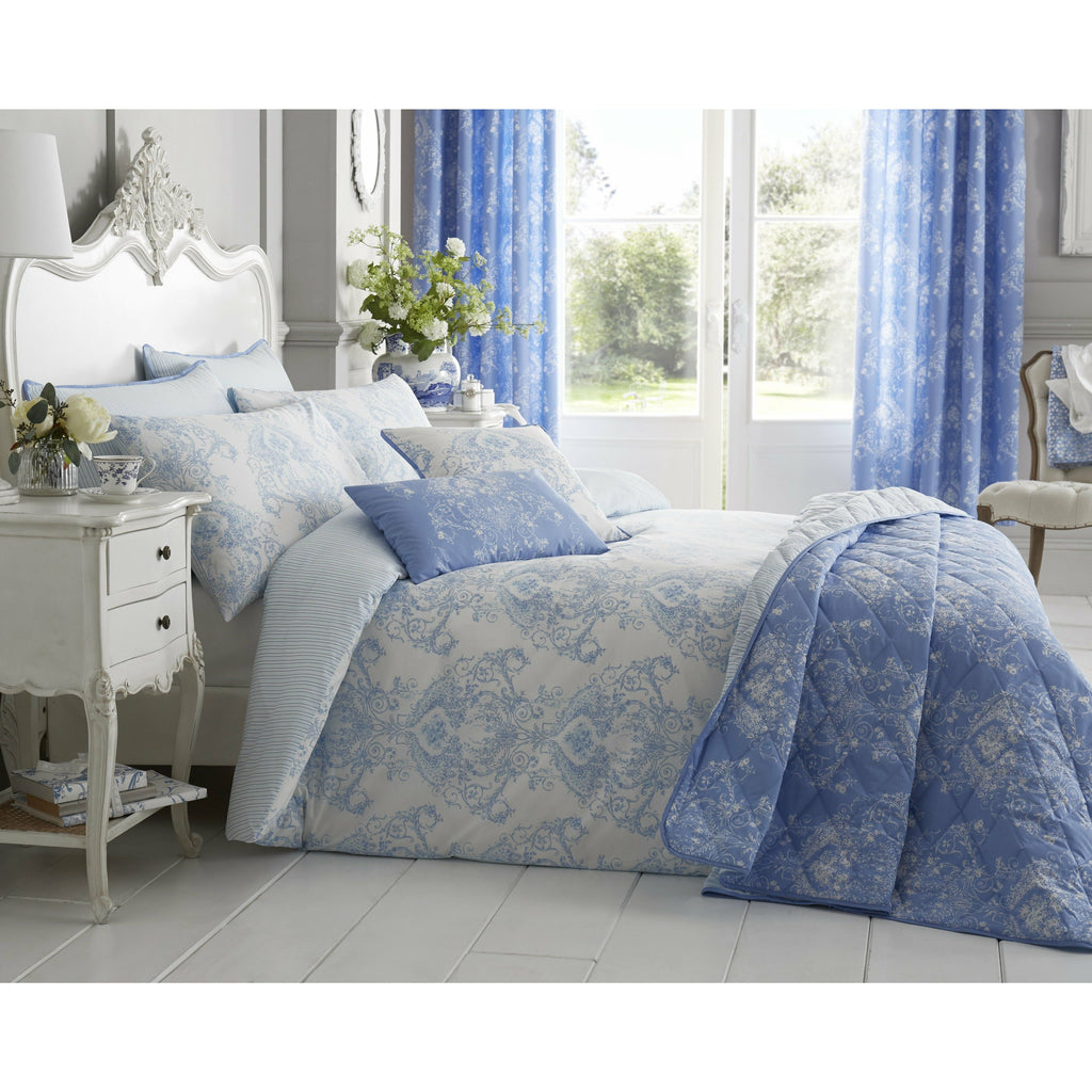 200TC Cotton Rich Toile Duvet Set Blue (6034714460328)