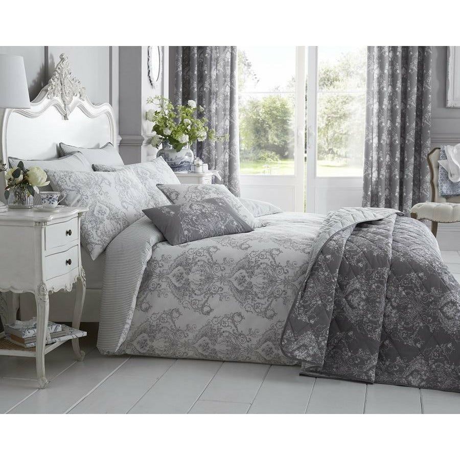 200TC Cotton Rich Toile Duvet Set Grey (6034713804968)