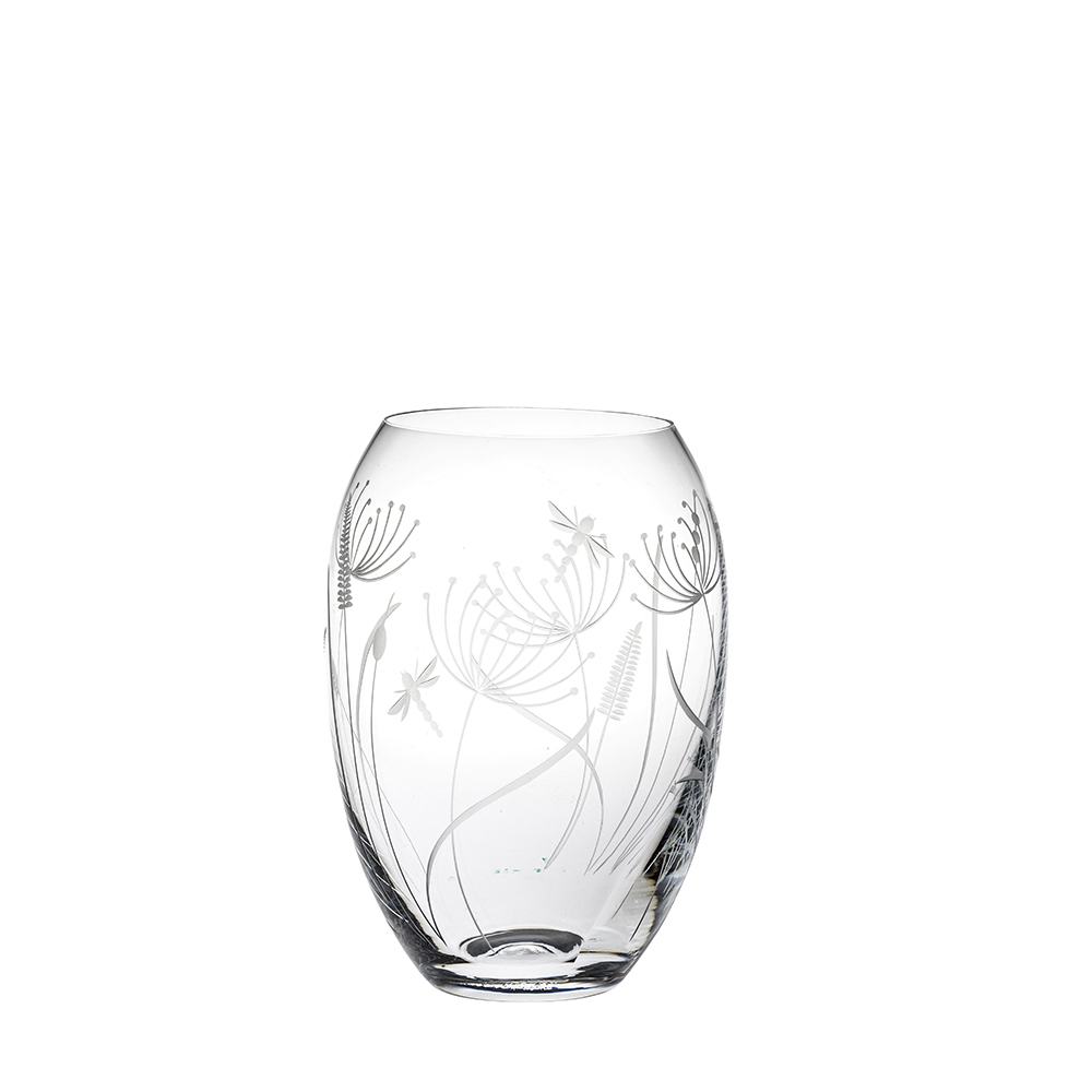 Royal Scot Crystal Dragonfly Small Barrel vase -(14.5cm). (7890260623578)