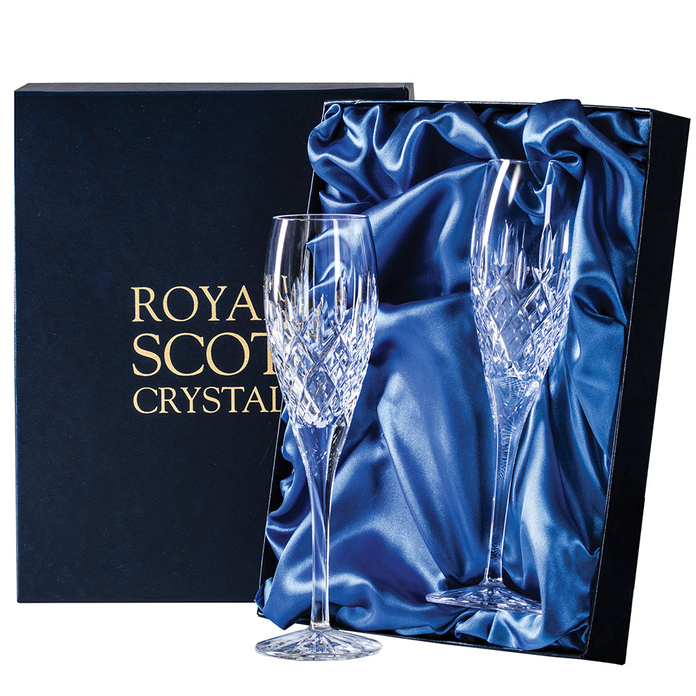 Royal Scot Crystal London 2 Champagne Flutes -218mm. (7890312364250)