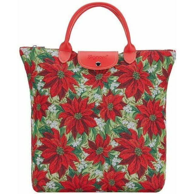 Foldaway Bag - Xmas Poinsettias (5957660672168)