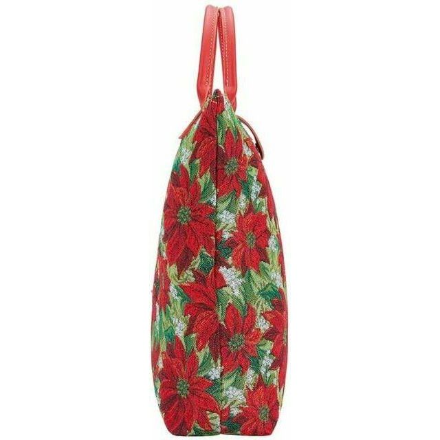 Foldaway Bag - Xmas Poinsettias (5957660672168)